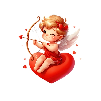 Cupidon Coeur transfert thermocollant impression dtf flex textile