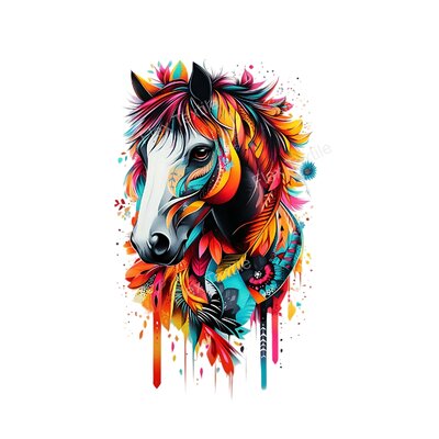 Magnifique Tête Cheval Couleurs transfert thermocollant impression dtf flex textile