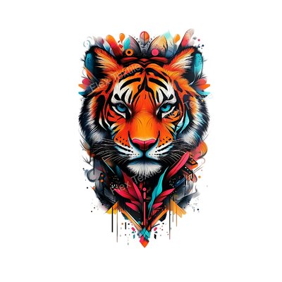 Tête Tigre Magnifique transfert thermocollant impression dtf flex textile