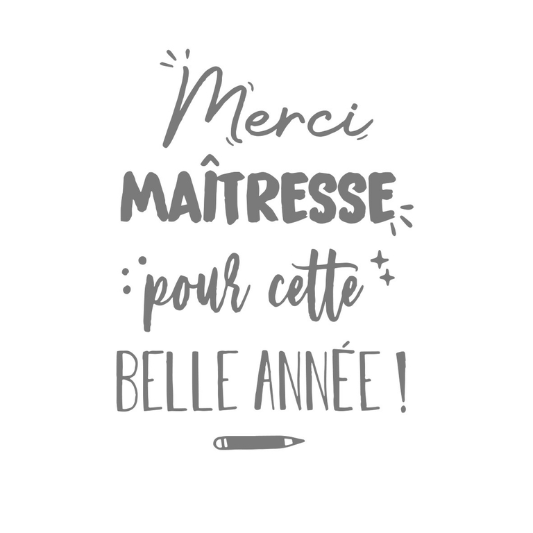 Merci Maîtresse Belle Année Motif Thermocollant Autres Themesecole Flex Textile