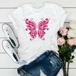 papillon points motif thermocollant t-shirt femme
