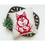 loup arbres motif thermocollant coussin