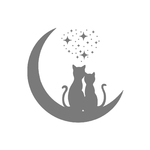 chat lune romantique motif thermocollant