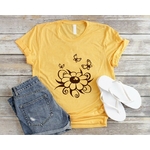 fleur marguerite papillons motif thermocollant t-shirt femme