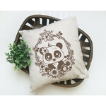 panda fleurs motif thermocollant coussin