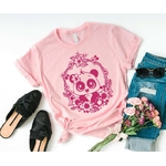 panda fleurs motif thermocollant tee shirt