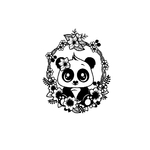panda fleurs motif thermocollant
