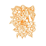 tigre fleurs motif thermocollant