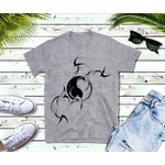 oiseaux ying yang motif thermocollant tee shirt