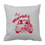 just married voiture fleurs motif thermocollant coussin