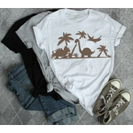 tricératops palmiers motif thermocollant tee shirt