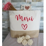 Merci coeur motif thermocollant sac shopping