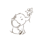 éléphant assis fleurs motif thermocollant