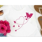 vol papillons coeur motif thermocollant t-shirt femme