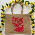 cerf canard motif thermocollant sac shopping jute