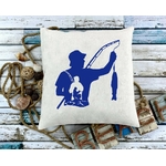 pêcheur motif thermocollant coussin