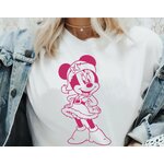 minnie noël motif thermocollant t-shirt femme