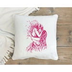 couple feuilles motif thermocollant coussin