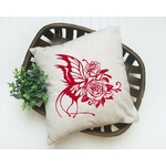 papillon sur fleurs motif thermocollant coussin