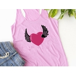 coeur ailes ange couleurs motif thermocollant débardeur top t-shirt femme