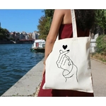 main petit coeur motif thermocollant sac à main shopping