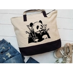 Panda Mange bambou motif thermocollant sac shopping plage