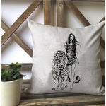 Tigre femme motif thermocollant coussin