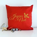 joyeux noël houx motif thermocollant flex textile coussin oreiller