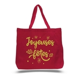 joyeuses fêtes motif thermocollant flex textile sac shopping courses jute cabas