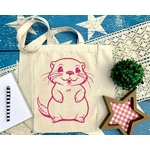 Loutre motif thermocollant sac shopping jute toile courses main