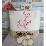 Trois papillons motif thermocollant flex textile sac shopping courses sport jute tote bag