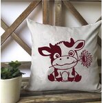vache assise fleur motif thermocollant fle textile coussin oreiller déco