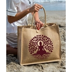 arbre yoga motif thermocollant flex textile sac jute courses mains tote bag cabat