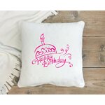 happy birthday gâteau motif thermocollant flex textile coussin oreiller déco accessoires