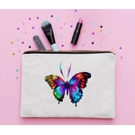 Papillon impression DTF flex textile trousse maquillage école crayons