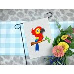 Perroquet branche impression dtf flex textile tissu drap nappe serviette