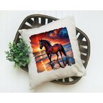 Cheval Plage Impression DTF Flex Textile coussin oreiller accesoire déco