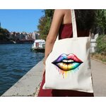 Bouche Couleurs impression dtf flex textile sac shopping toile sport main kiss lèvres
