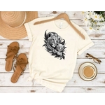 Lion Lionceau Feuilles Impression DTF Flex Textile t-shirt femme homme enfant lionne tatouage