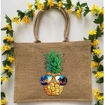 Ananas lunettes impression DTF Flex Textile sac shopping toile jute fruit