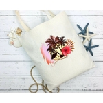 Palmiers Fleur impression dtf flex textile sac shopping plage toile jute île mer vacances