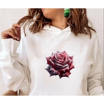 Rose givrée impression dtf flex textile t-shirt sweat femme enfant homme fleur