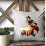 hibou soleil impression dtf flex textile oiseau chouette coussin tissu déco