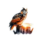 hibou soleil impression dtf flex textile