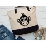 singe humour lunettes motif thermocollant flex textile sac tissu shopping animal accessoires déco