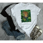 léopard feuillages impression dtf t-shirt femme homme enfant tissu promo solde animal sauvage jungle