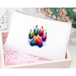 Emprunte animal impression dtf flex textile trousse maquillage école arc en ciel couleurs