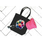 Emprunte animal impression dtf flex textile sac shopping main toile arc en ciel couleurs