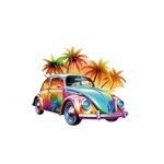 Voiture Coccinelle Palmiers imression DTF flex textile