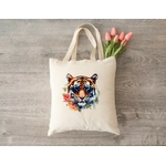 Tête Tigre lunettes Fleurs impression dtf flex textile sac shoppinf plage mains animal sauvage humour été